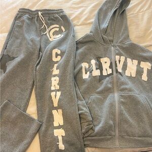 Gray CLRVT Hoodie and Sweatpants Set